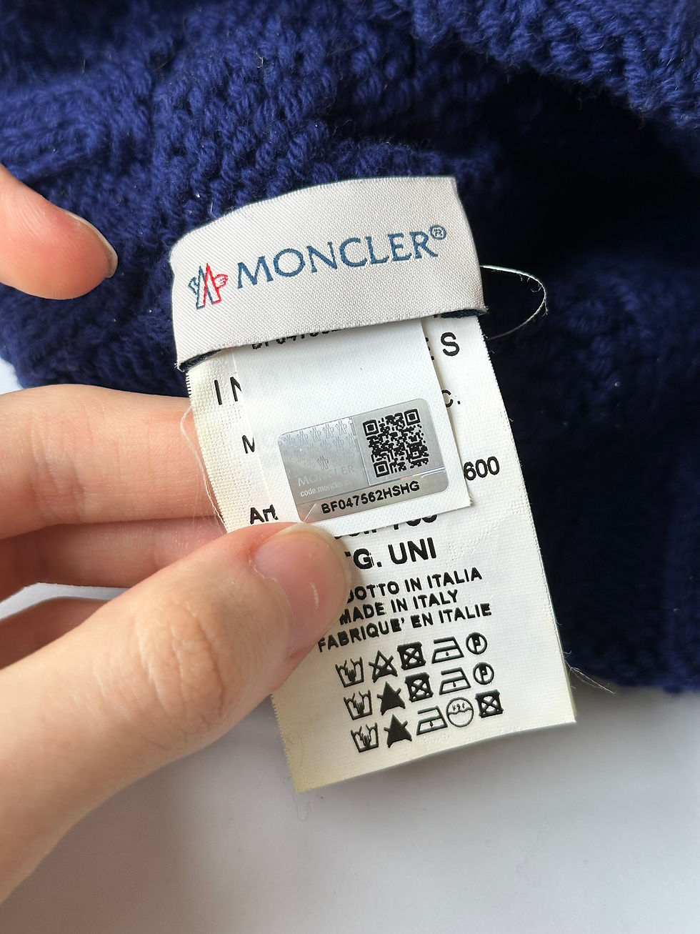 Miniatura: Moncler Beanie Winter Hat Knit Navy Wool