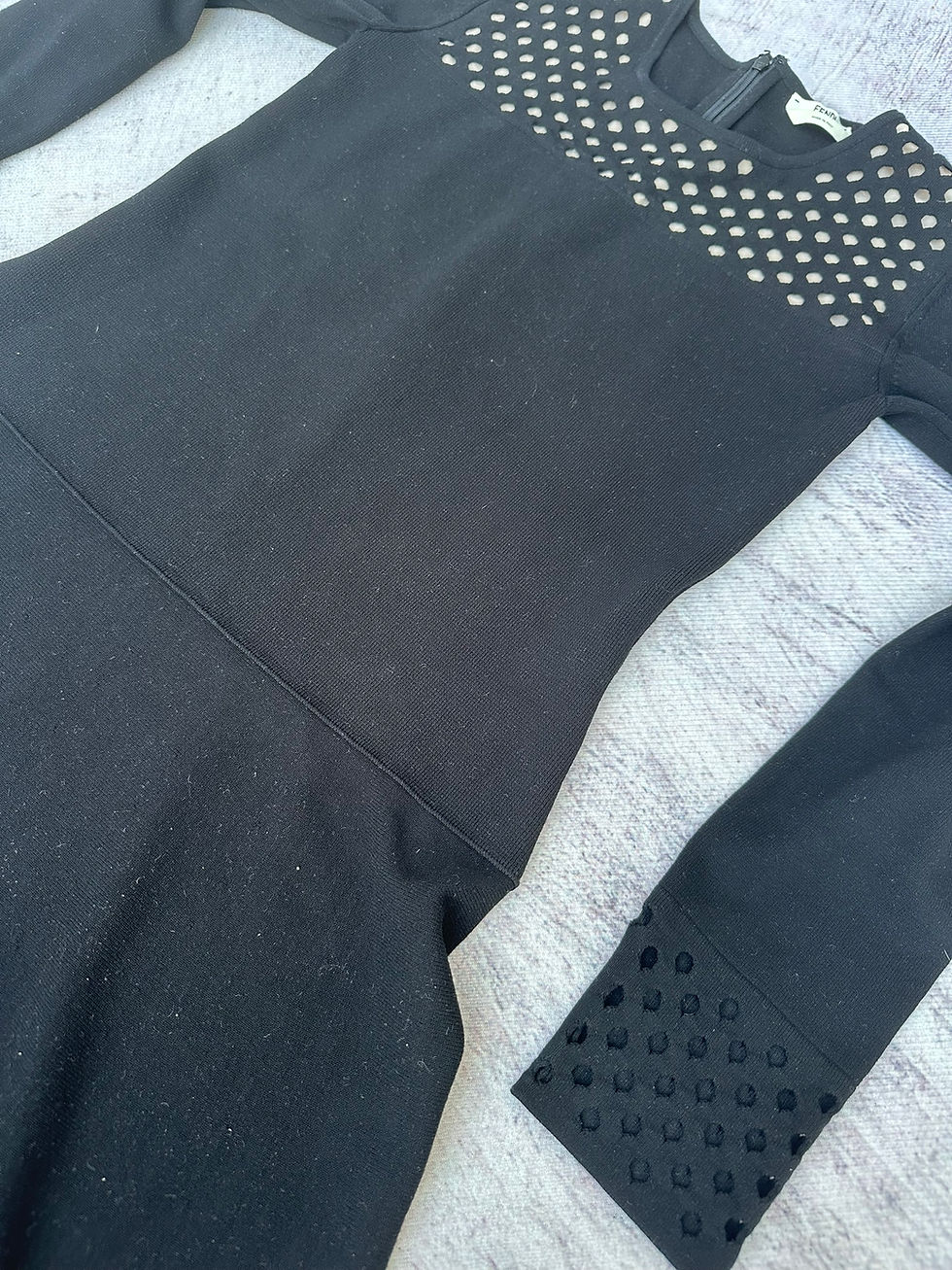 Miniatura: Fendi Midi Dress Black Perforated Details Viscose size 42IT
