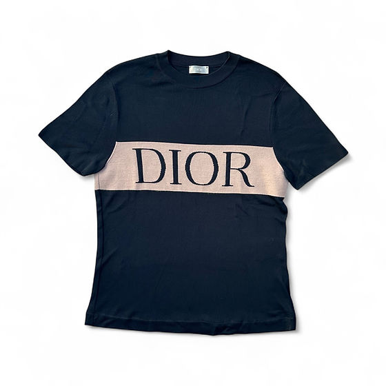 Dior Knit T-Shirt Logo Black Viscose and Cashmere Stretchy size XS