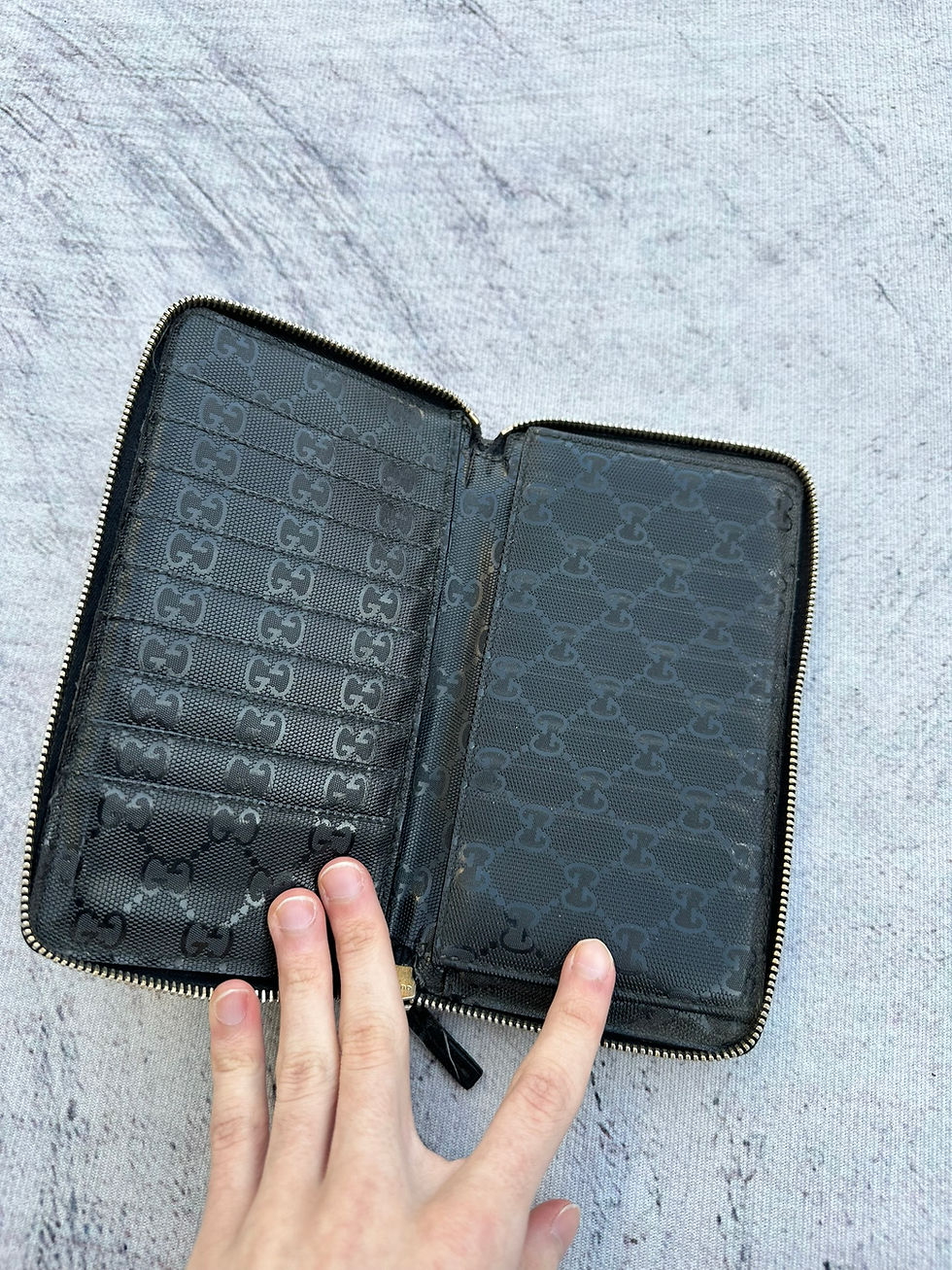 Thumbnail: Gucci Long Wallet Imprime GG Monogram Shiny Canvas Black Zipped