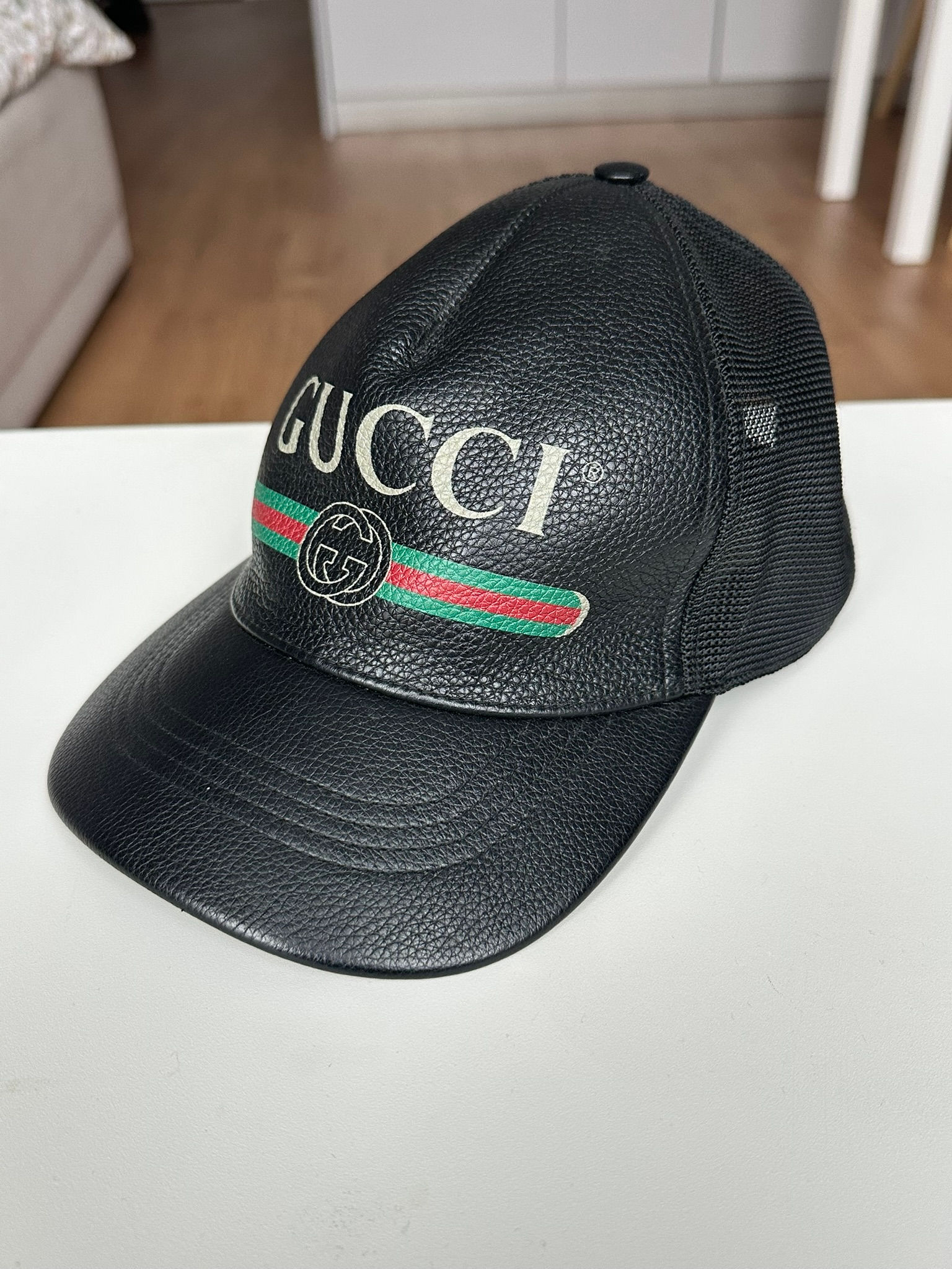 Gucci Hat Belt Logo Leather Black size M