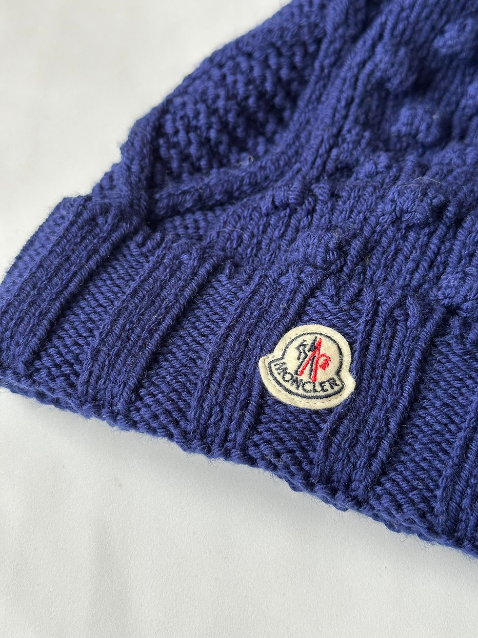 Miniatura: Moncler Beanie Winter Hat Knit Navy Wool
