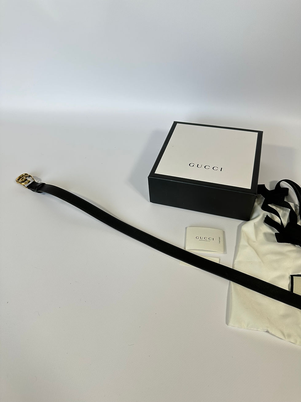 Miniatura: Gucci Belt Marmont Black Leather Golden Buckle Classic GG size 80/32