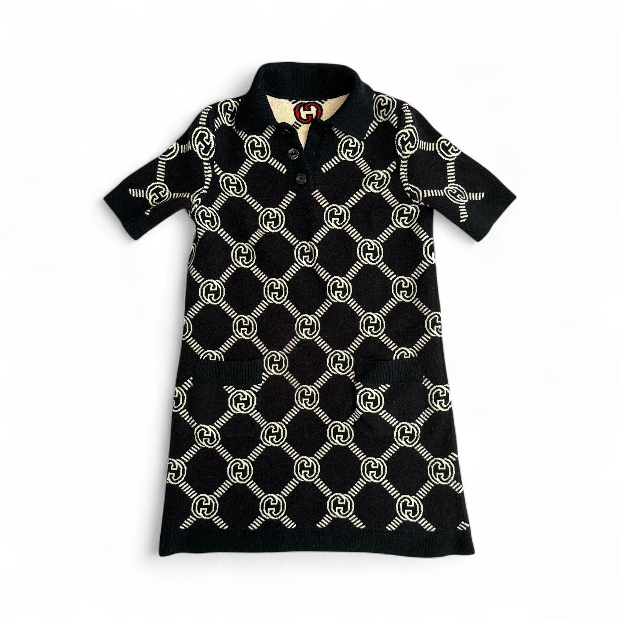 Gucci Sukienka Dwustronna Interlocking G Czarno-Beżowa rozmiar S