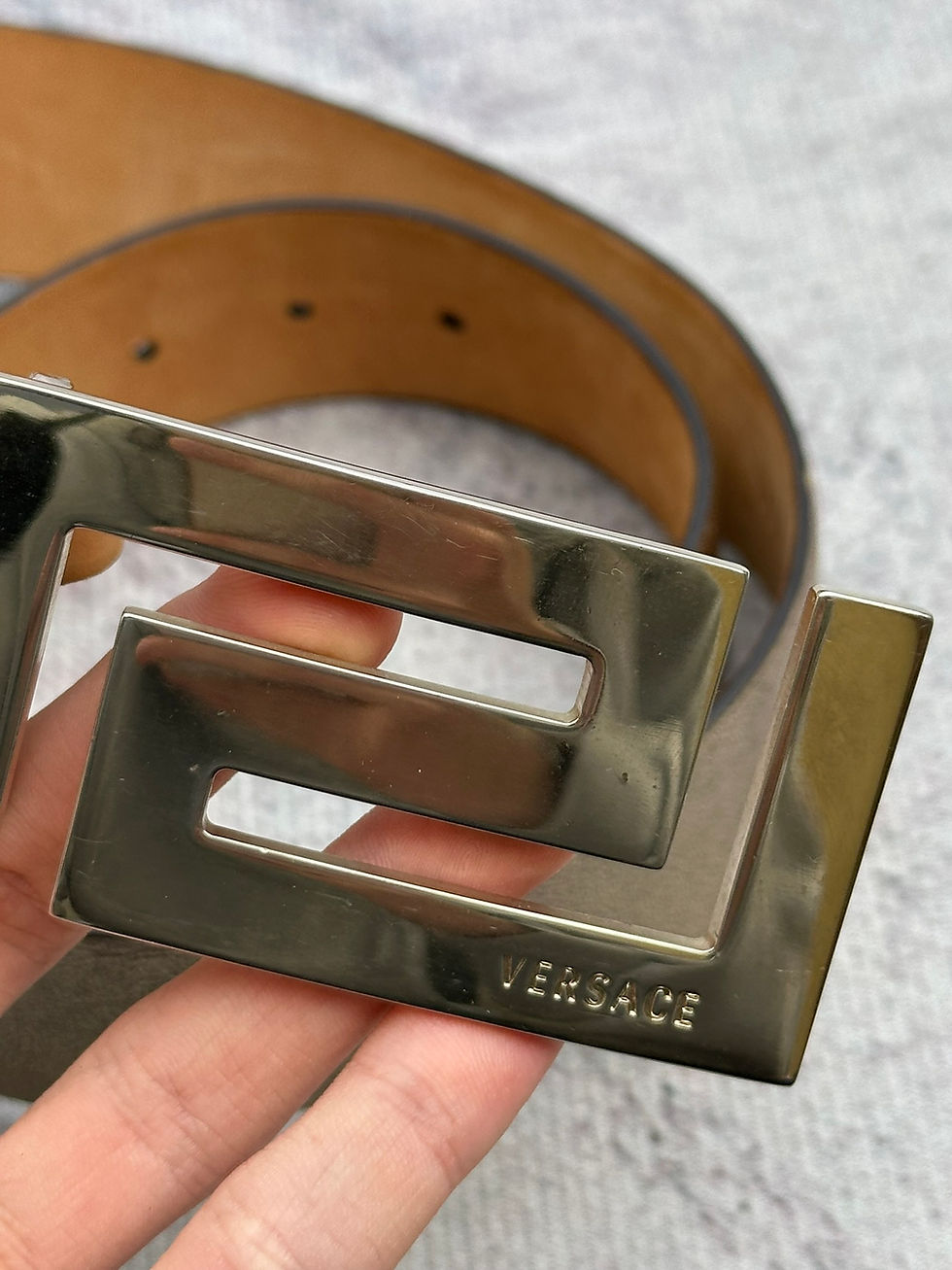 Miniatura: Versace Belt Greca Buckle Logo Metallic Gold Leather size 80/32