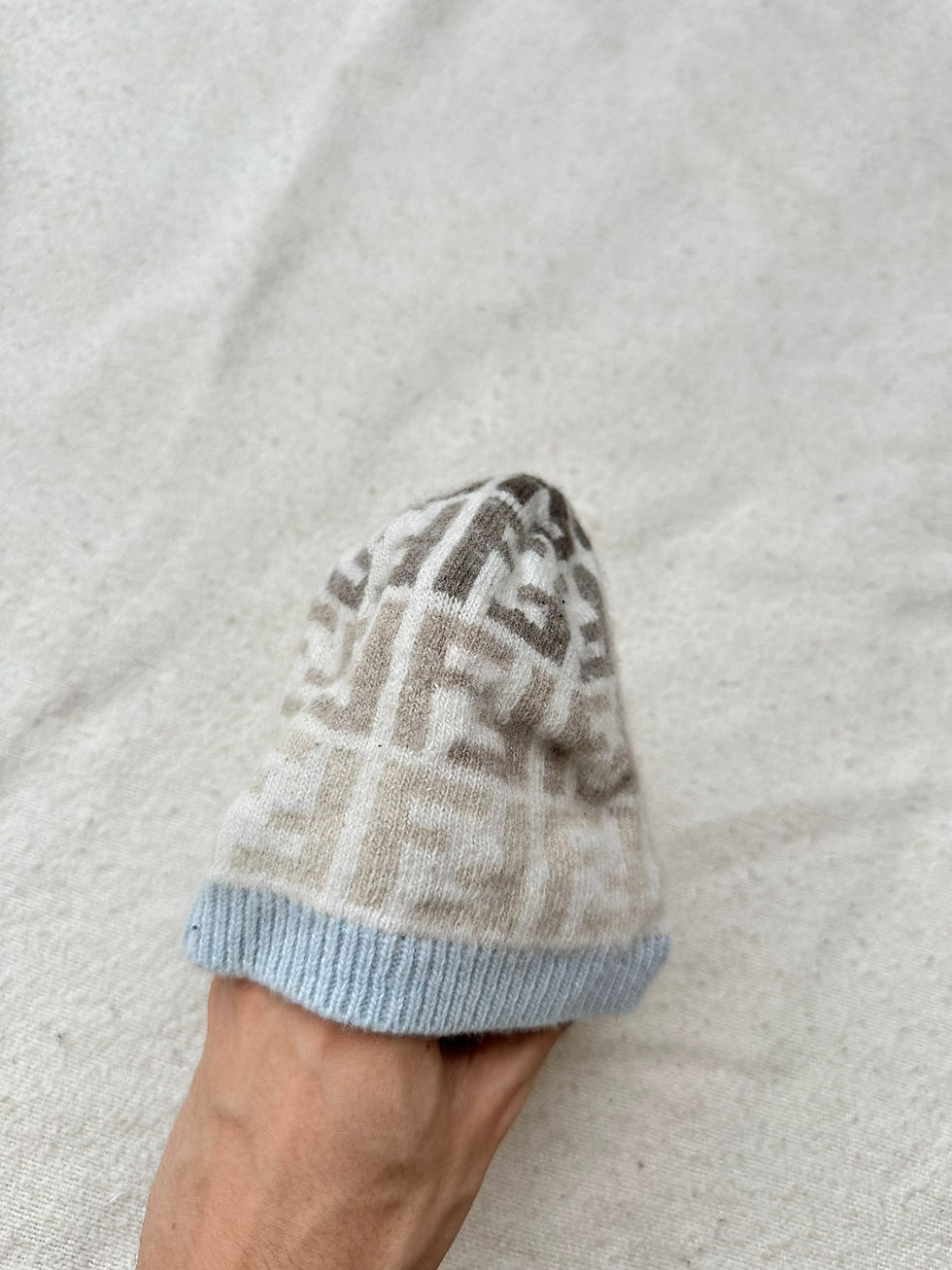 Miniatura: Fendi Kids Beanie Winter Hat Monogram Beige