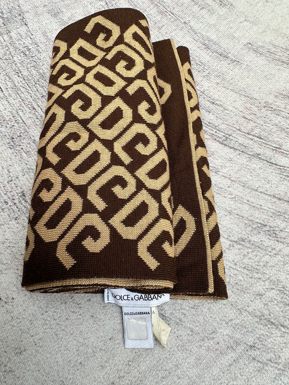 Thumbnail: Dolce & Gabbana Scarf Beige and Brown Allover Logo Wool