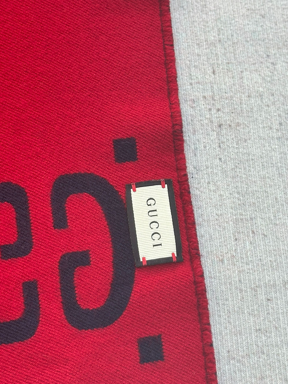 Thumbnail: Gucci Scarf Jacquard GG Monogram Wool Navy and Red