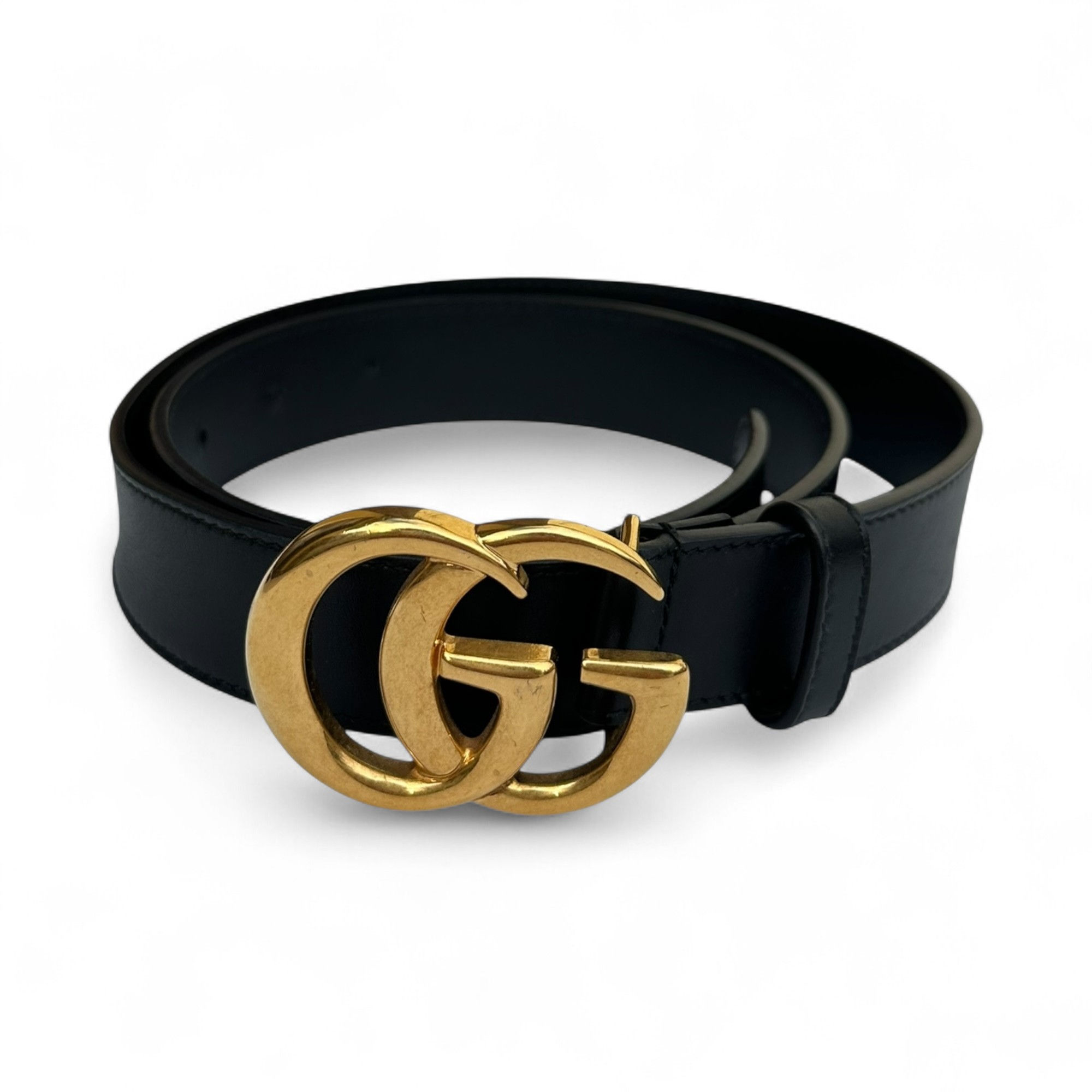 Gucci Belt Marmont Black Leather Golden GG Buckle size 80/32