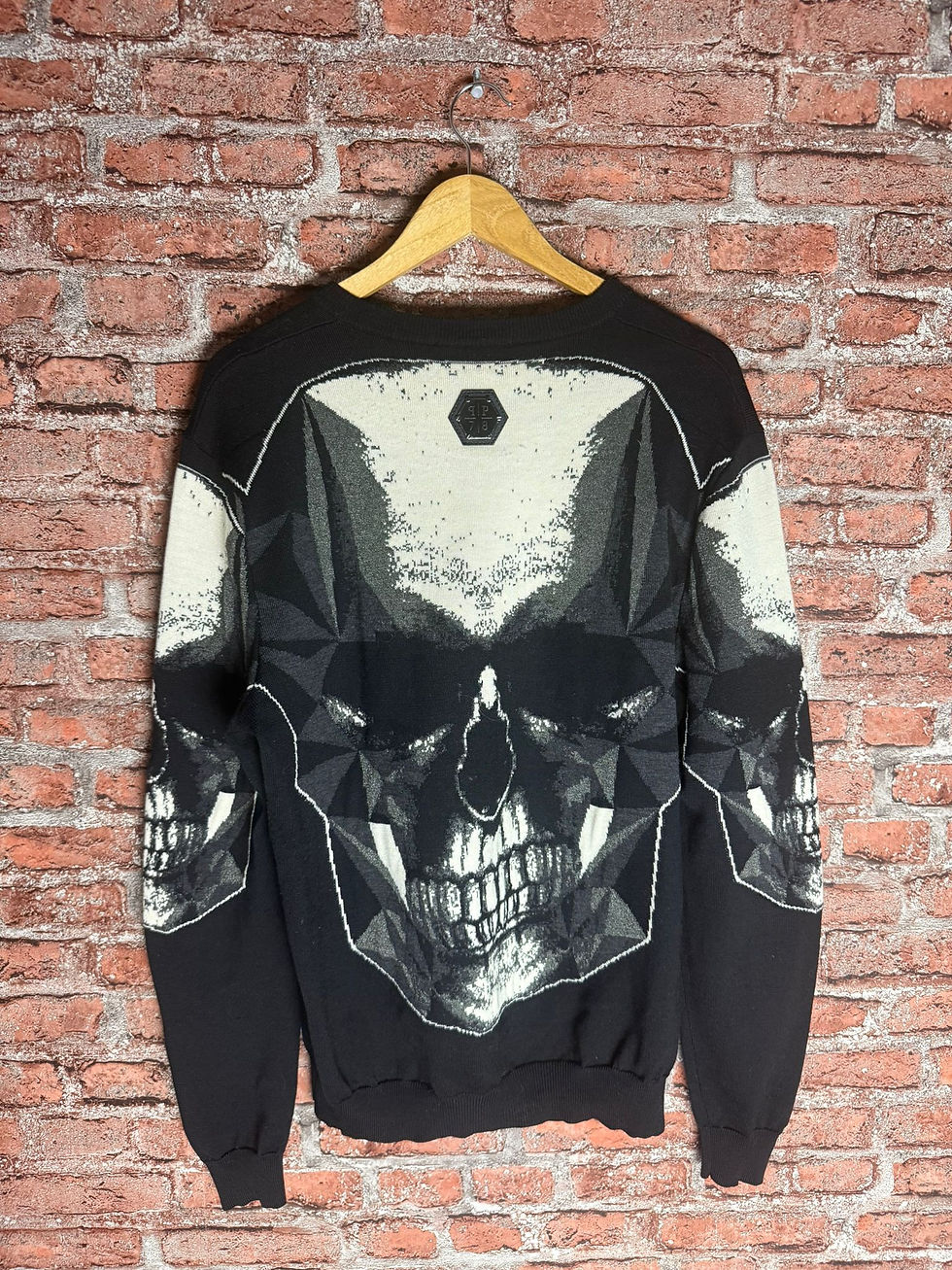 Thumbnail: Philipp Plein Sweater Skull Logo Black Merino Wool