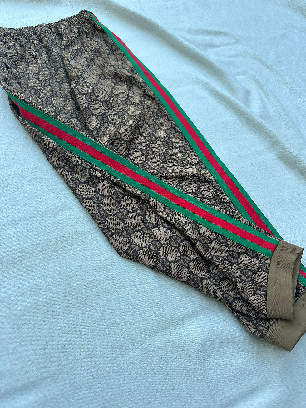Thumbnail: Gucci Sweatpants Monogram Side Web Stripe Brown size XXS