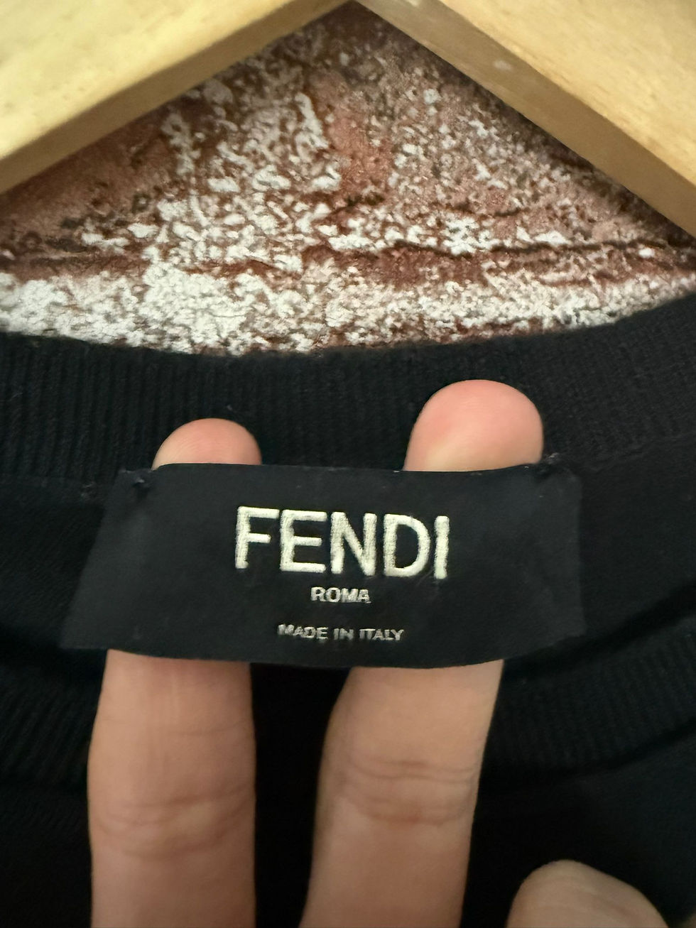 Thumbnail: Fendi Sweater Monogram Logo Stripe Black Wool size 50IT