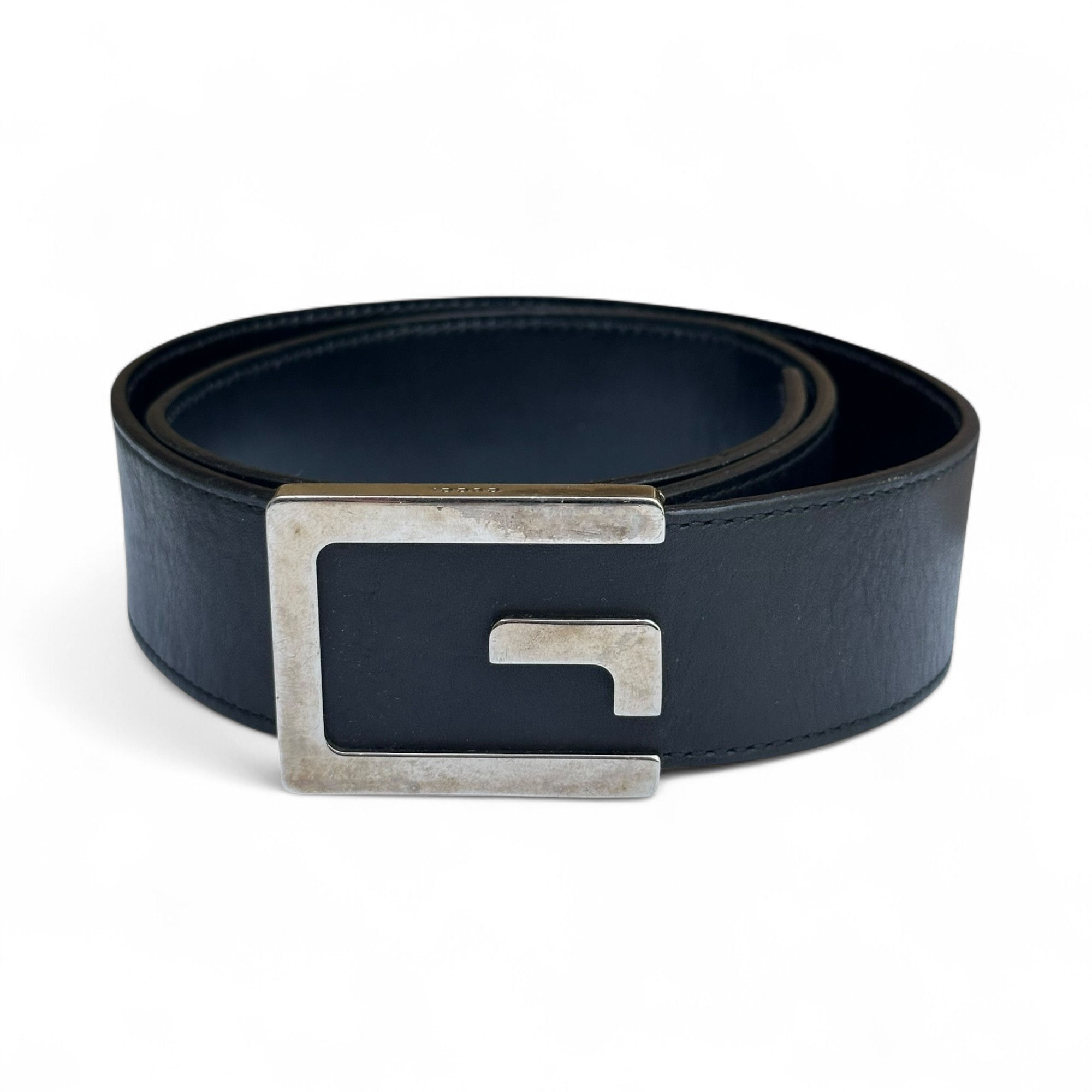 Gucci Belt Black Leather G Logo Classic Buckle size 80/32