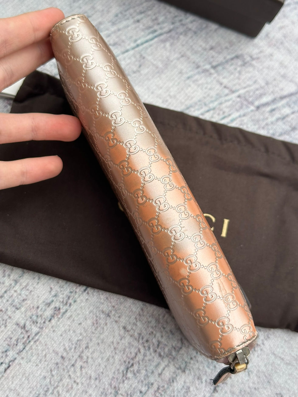 Thumbnail: Gucci Long Wallet Microguccissima GG Monogram Dusty Pink Leather Zip