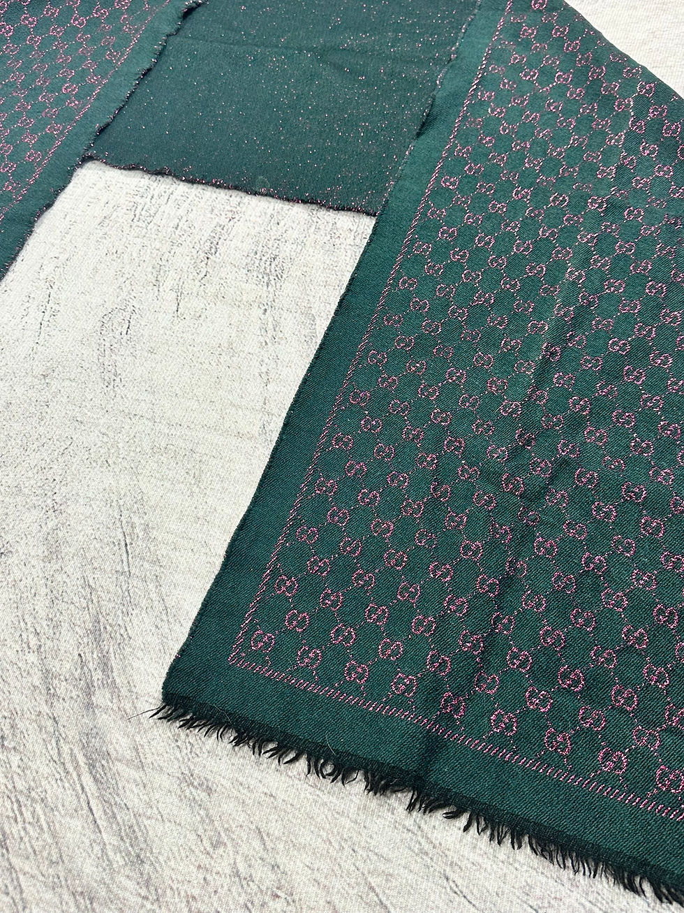 Thumbnail: Gucci Scarf GG Monogram Pattern Green and Pink