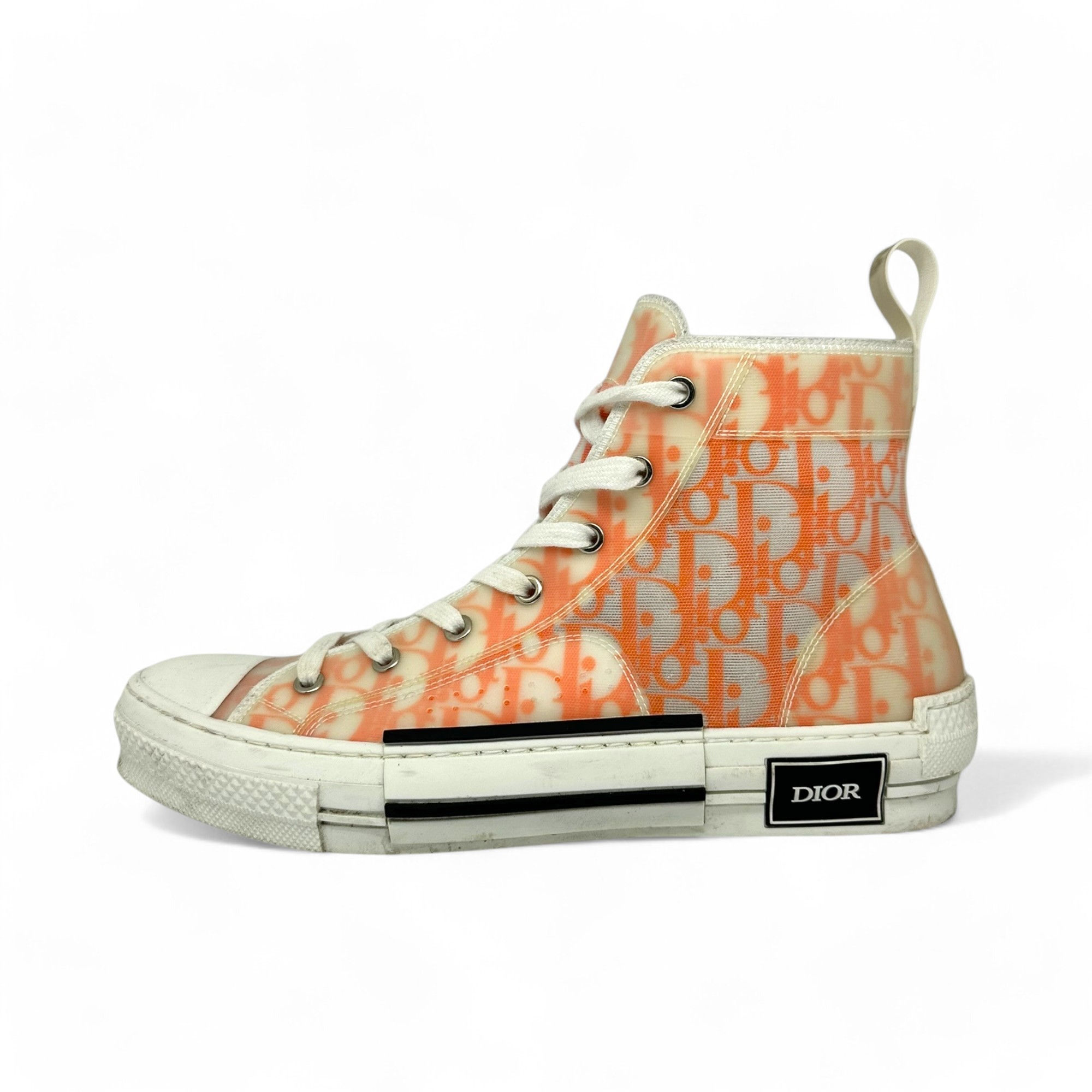 Dior B23 High-top Oblique Sneakers Canvas Orange Monogram size 42.5EU