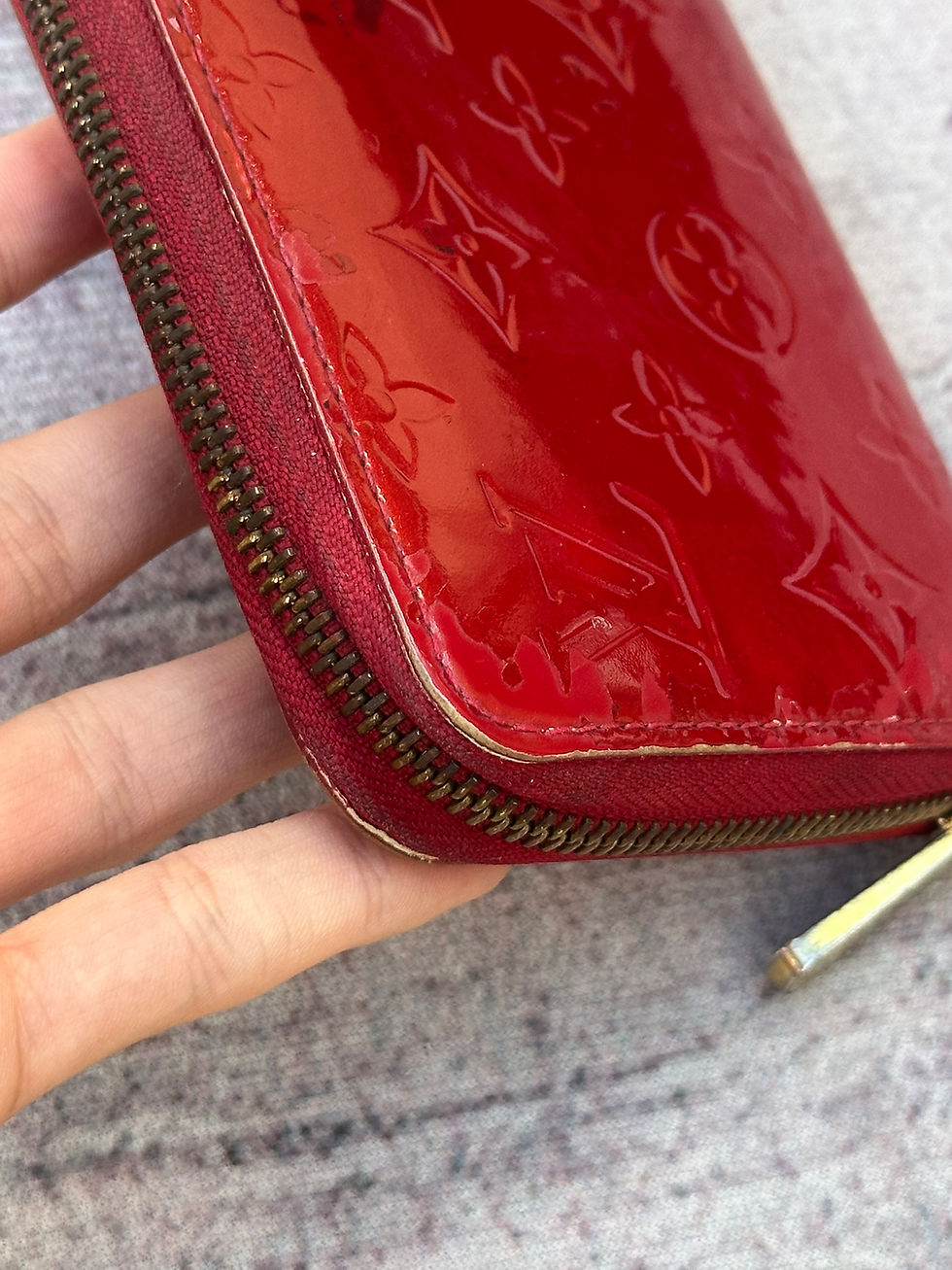 Miniatura: Louis Vuitton Long Wallet LV Monogram Red Patent Leather Zip