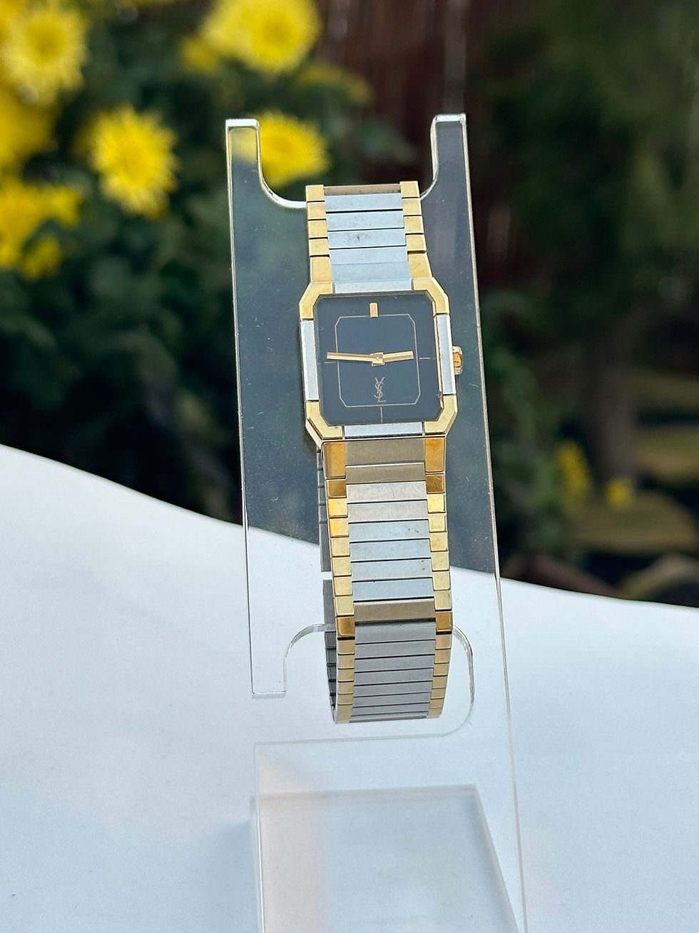 Saint Laurent Watch YSL Two-tone Rectangle Black Dial