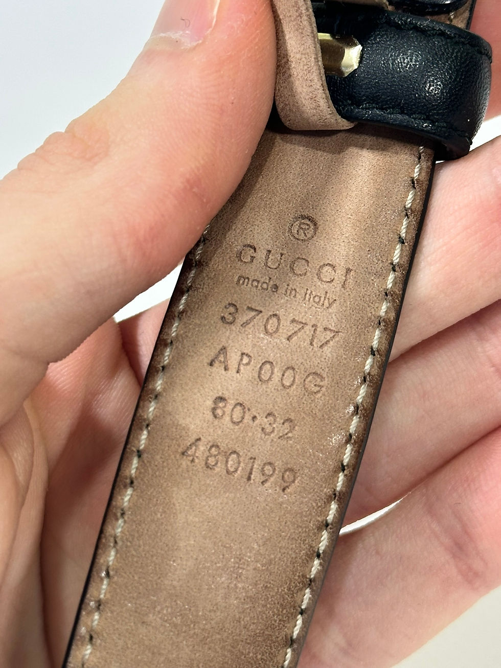 Miniatura: Gucci Thin Belt Black Leather Interlocking G Buckle size 80/32