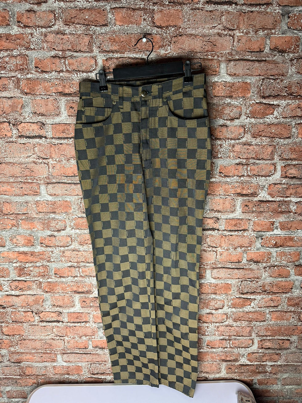 Thumbnail: Fendi Pants Check Brown Jeans Logo Vintage size 41IT
