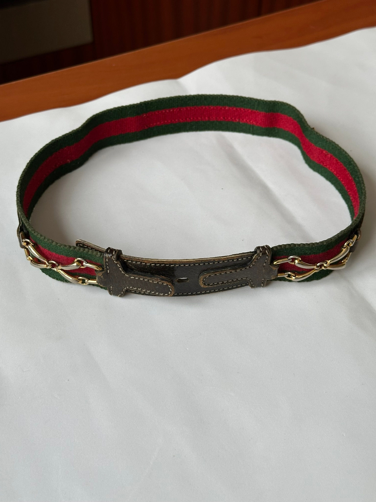 Gucci Belt Vintage Web Brown Leather size 65