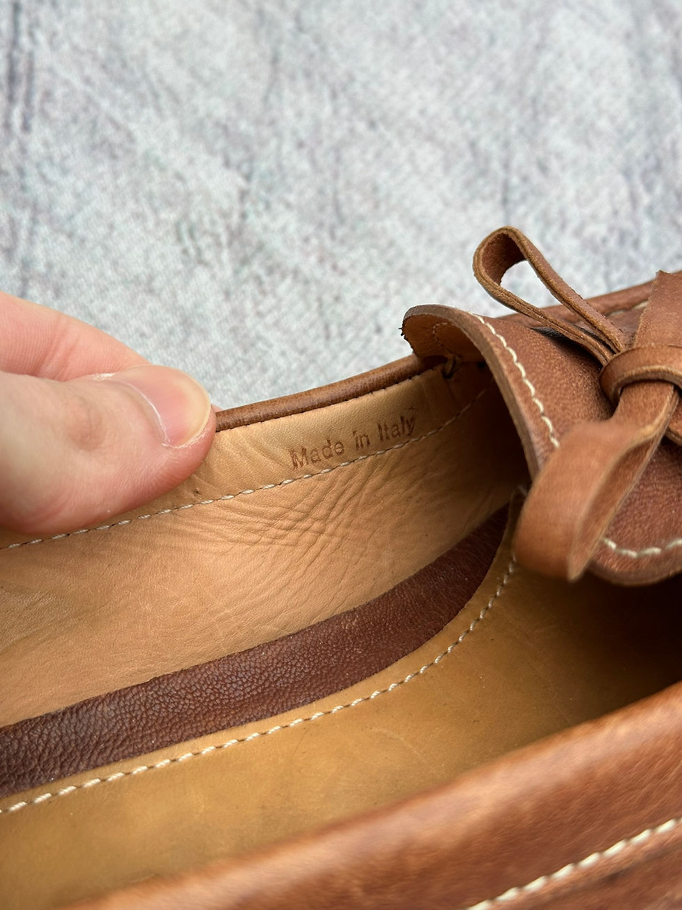 Thumbnail: Prada Slip On Loafers Brown Saffiano Leather Logo size 37IT