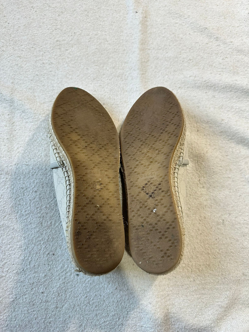 Thumbnail: Gucci Espadrilles GG Monogram Canvas Ivory and Beige Shoes size 39.5IT