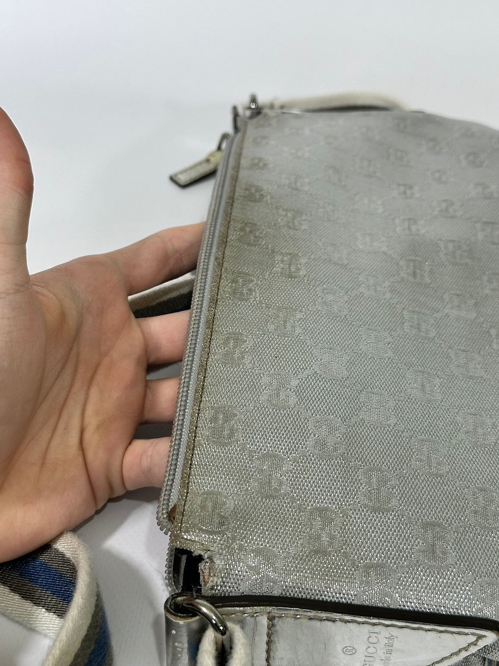 Thumbnail: Gucci Messenger Bag GG Monogram Shiny Silver Leather Canvas