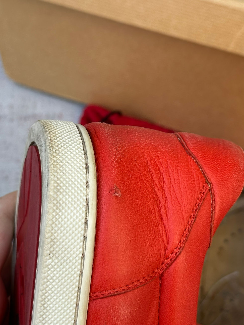Thumbnail: Christian Louboutin Slip On Sneakers Studs Red Leather Shoes size 41EU