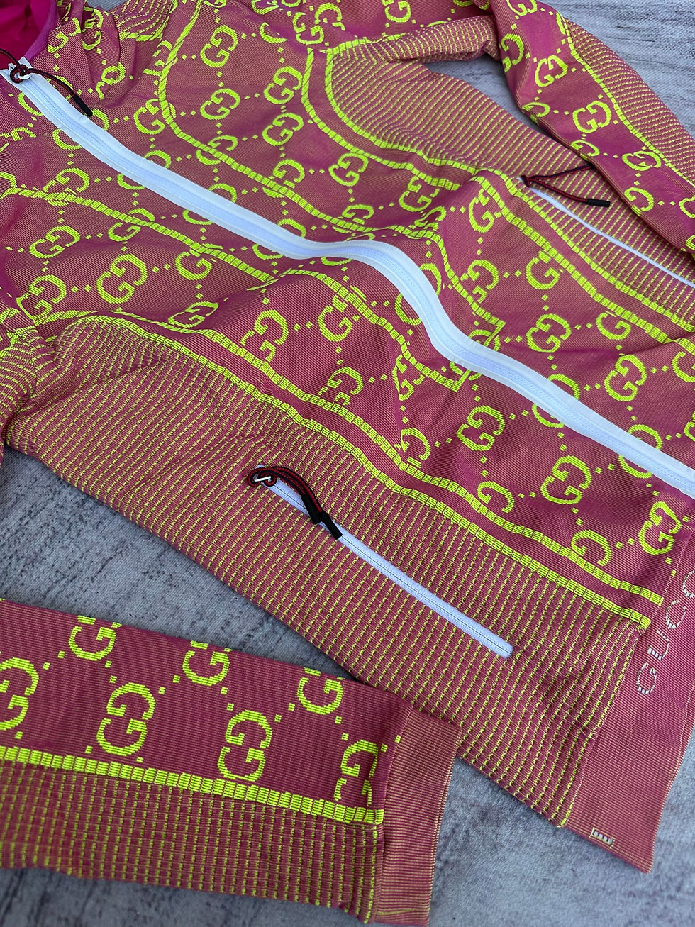Miniatura: Gucci Sweatshirt GG Monogram Tubular Jersey Pink and Yellow Hoodie size M