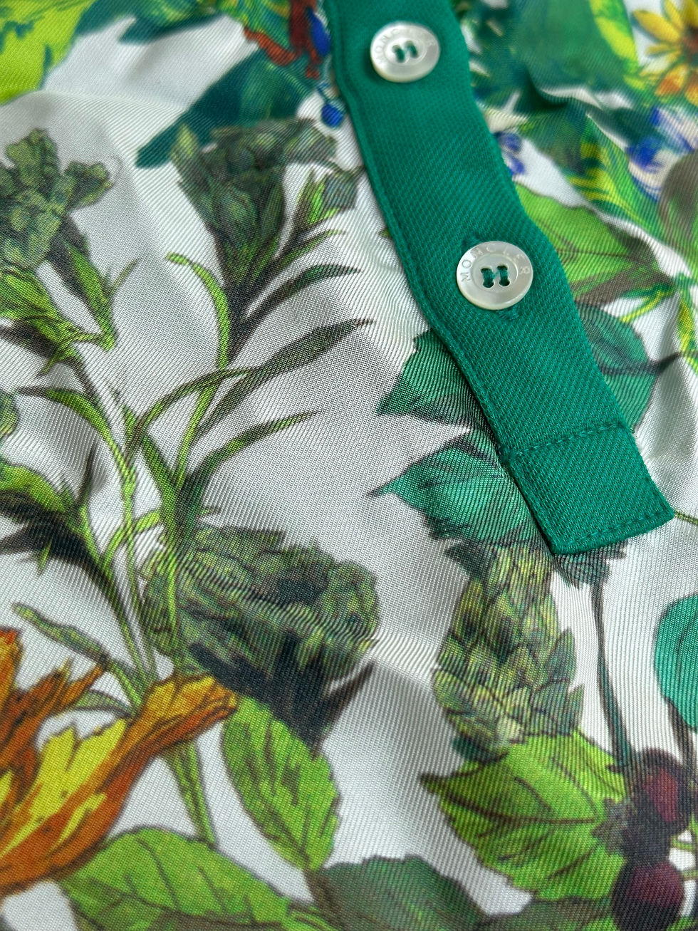 Thumbnail: Moncler Polo Shirt Floral Theme Logo Patch Green size XS