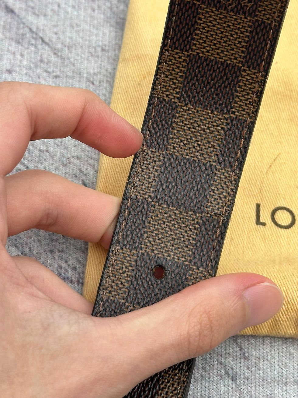 Thumbnail: Louis Vuitton Belt Ebene Damier Check Inventeur Buckle Brown size 95/38