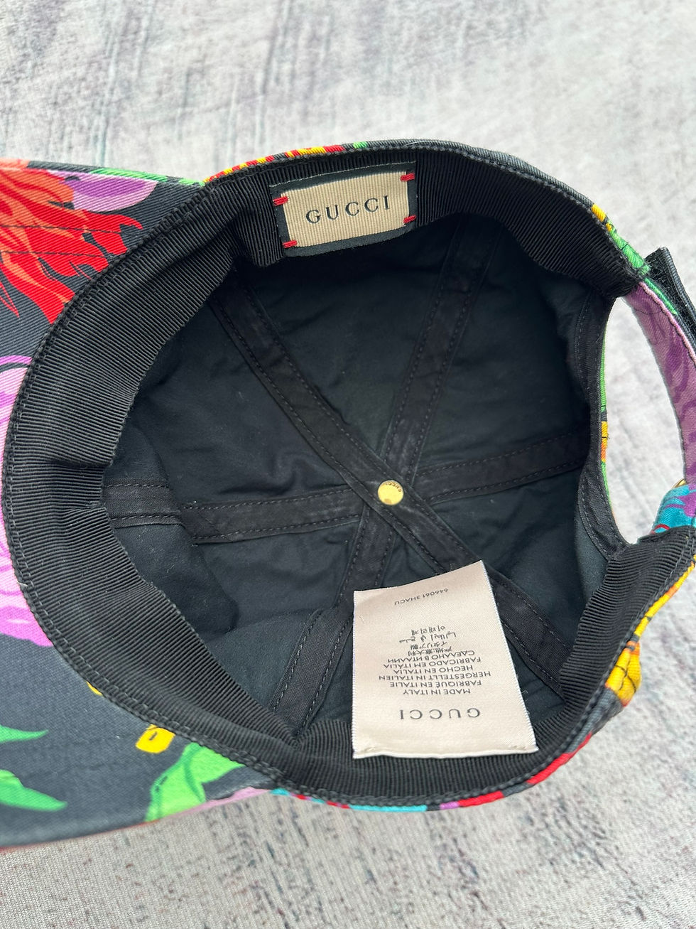 Thumbnail: Gucci Hat Ken Scott Floral Theme GG Marmont Logo Black size S