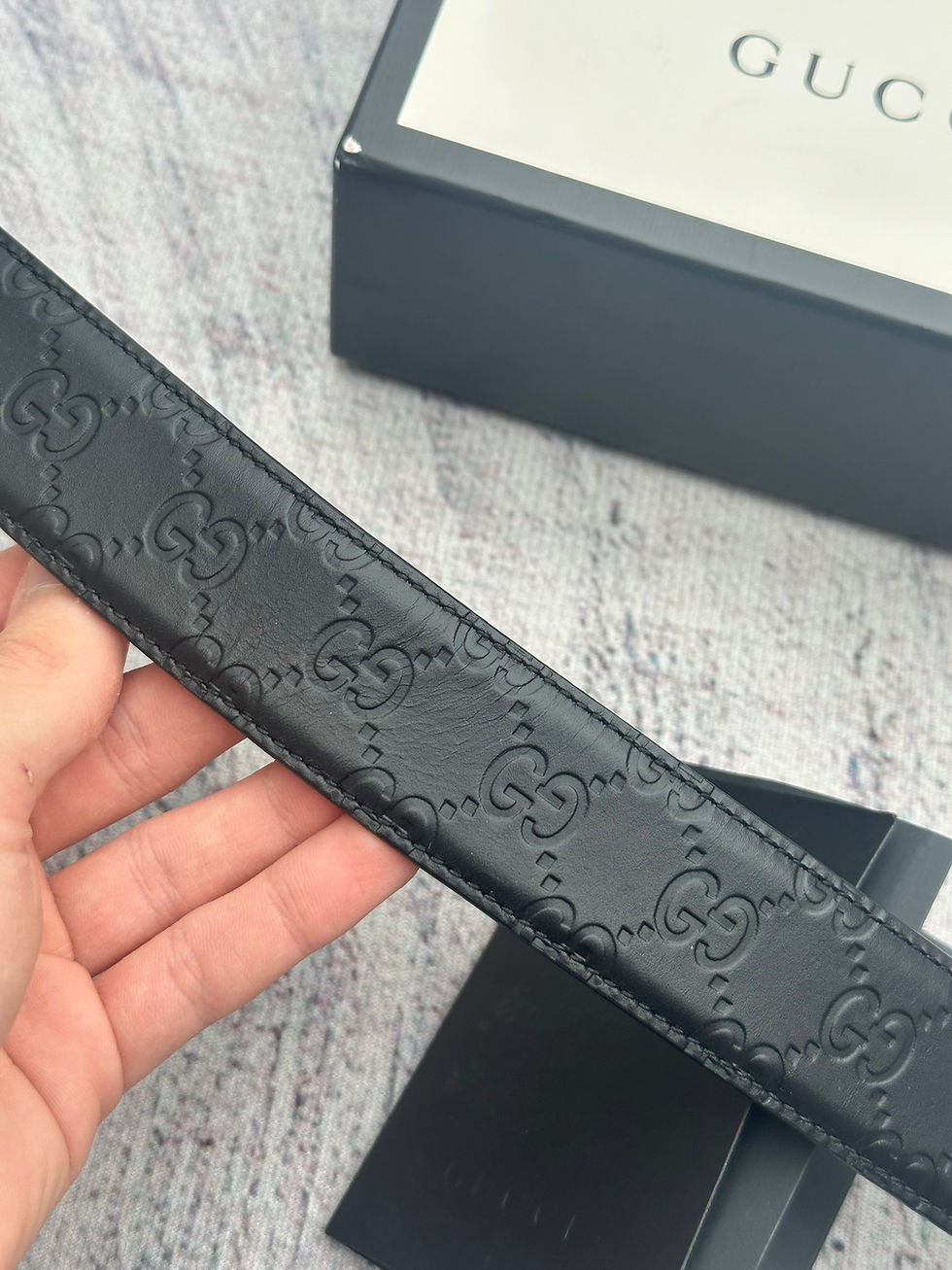 Thumbnail: Gucci Belt Guccissima GG Monogram Black Leather Interlocking G size 75/30