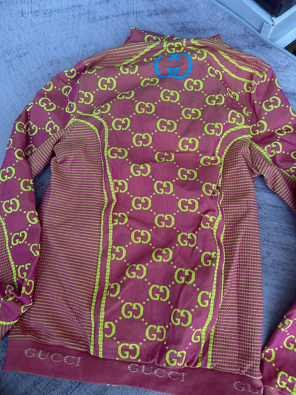Miniatura: Gucci Sweatshirt GG Monogram Tubular Jersey Pink and Yellow Hoodie size M