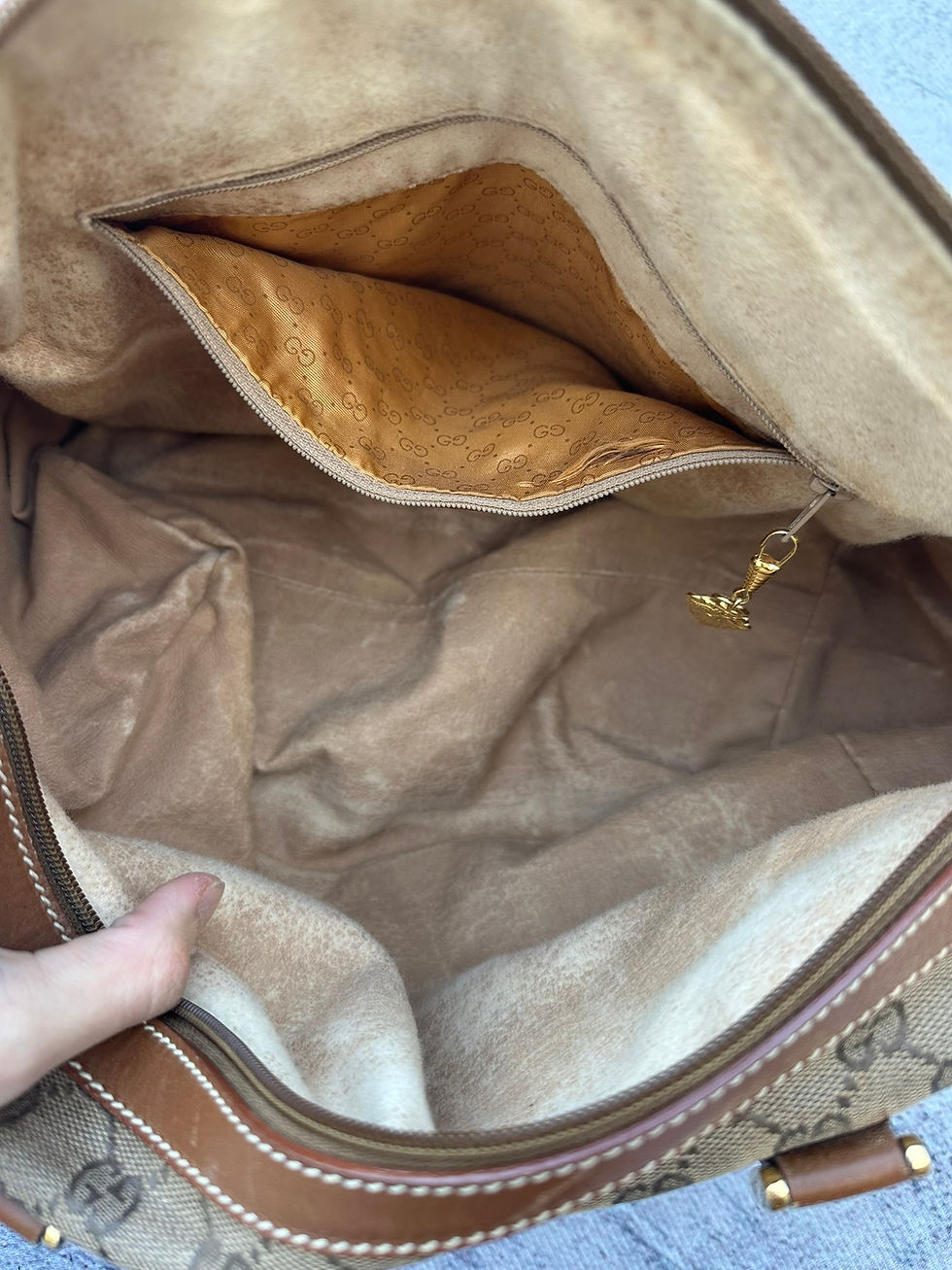 Thumbnail: Gucci Handbag Supreme GG Monogram Vintage Beige Canvas