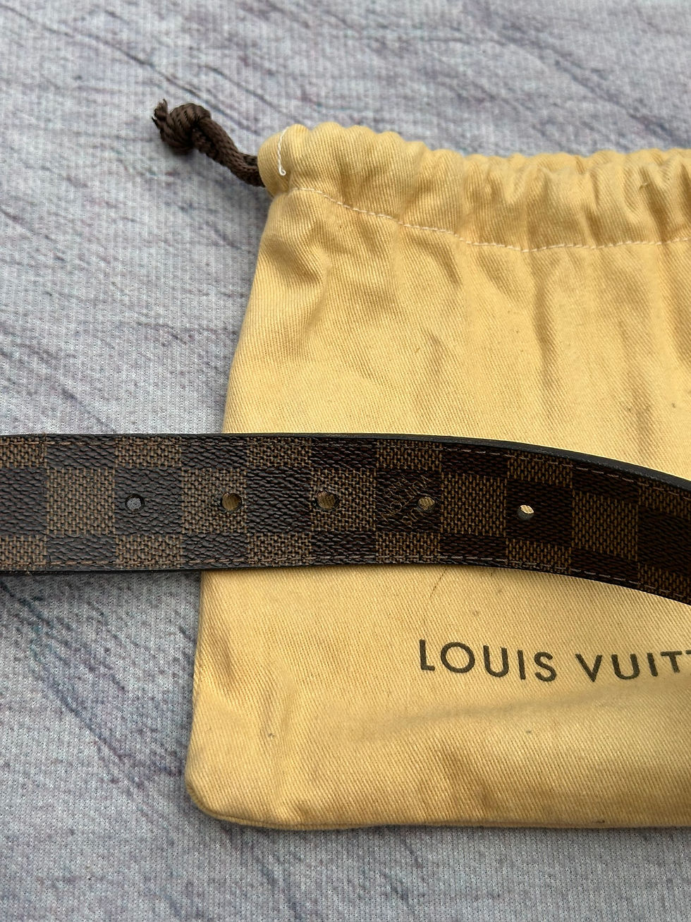 Thumbnail: Louis Vuitton Belt Ebene Damier Check Inventeur Buckle Brown size 95/38