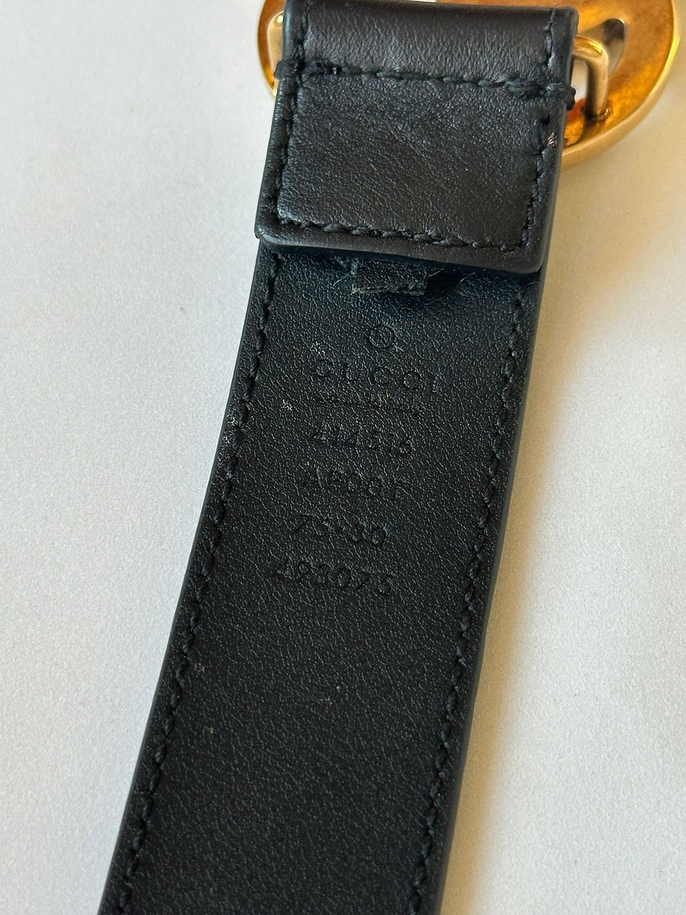 Thumbnail: Gucci Belt Marmont Black Leather Golden GG Buckle size 75