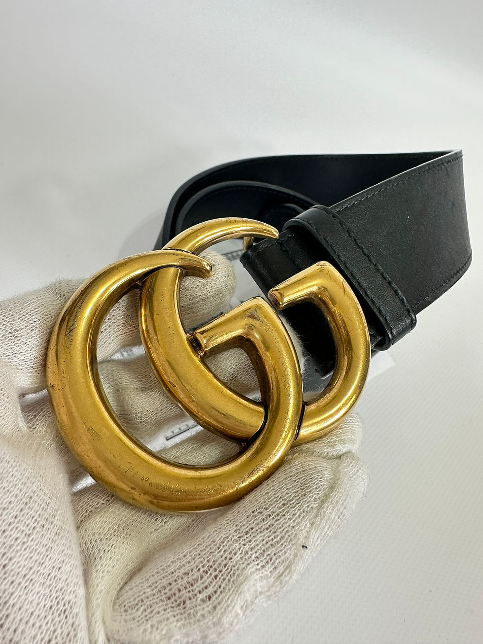 Miniatura: Gucci Belt Marmont Black Leather Golden Buckle Classic GG size 75/30