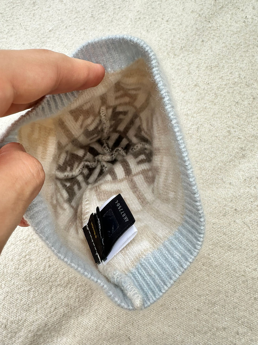 Miniatura: Fendi Kids Beanie Winter Hat Monogram Beige