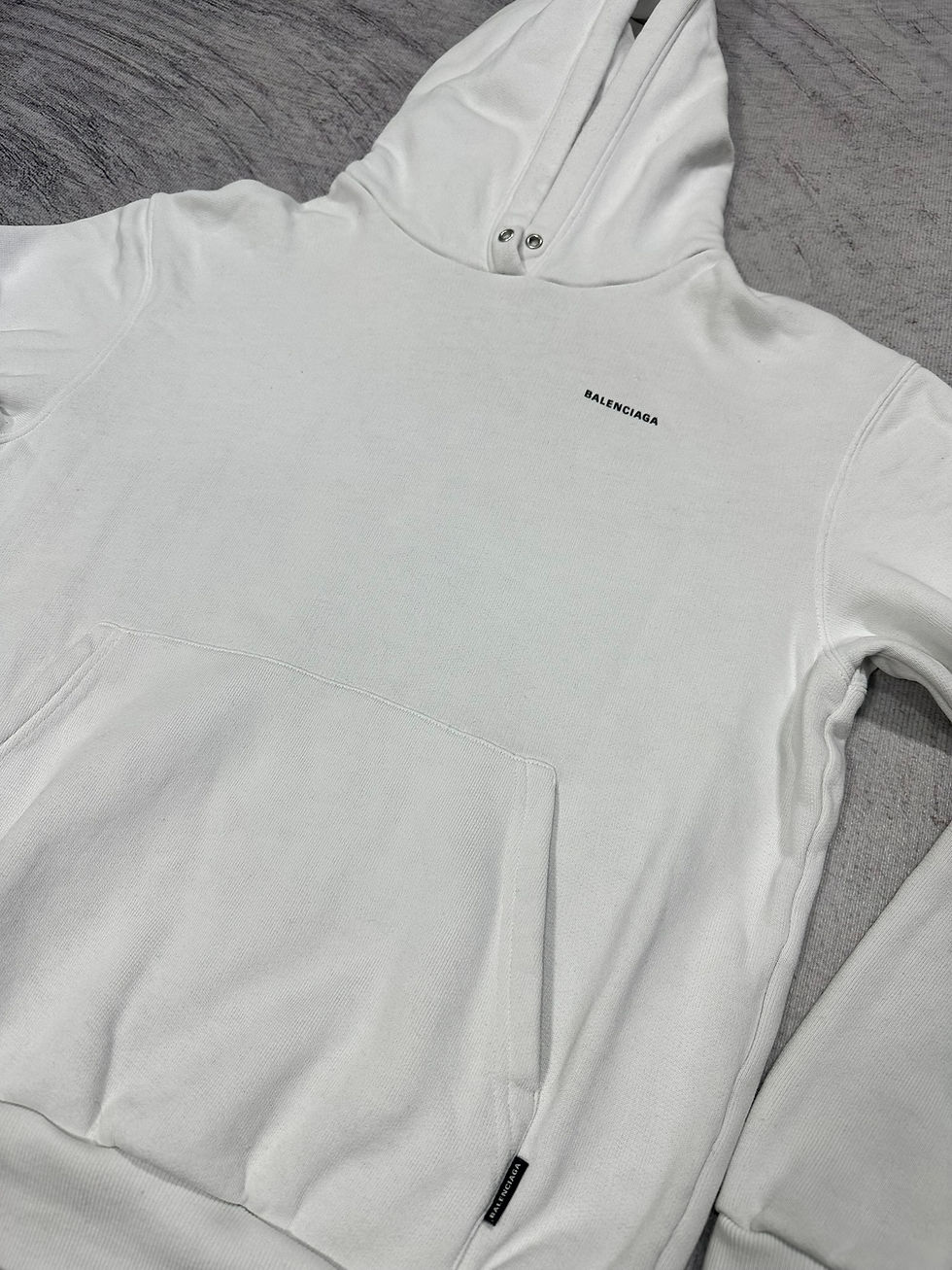 Thumbnail: Balenciaga Sweatshirt Track Back Logo White Hoodie size S