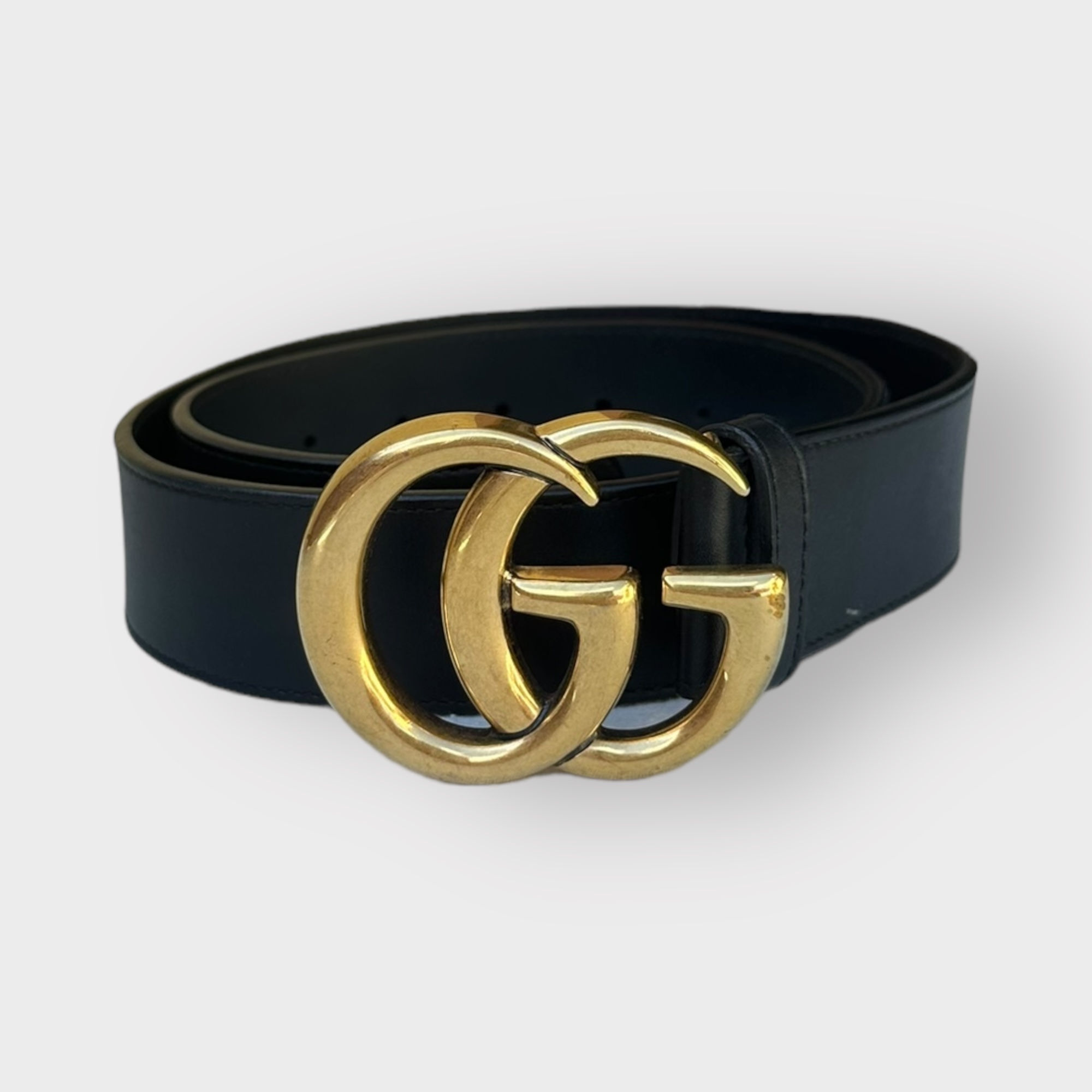 Gucci Belt Marmont Black Leather Golden Buckle Classic GG size 80/32