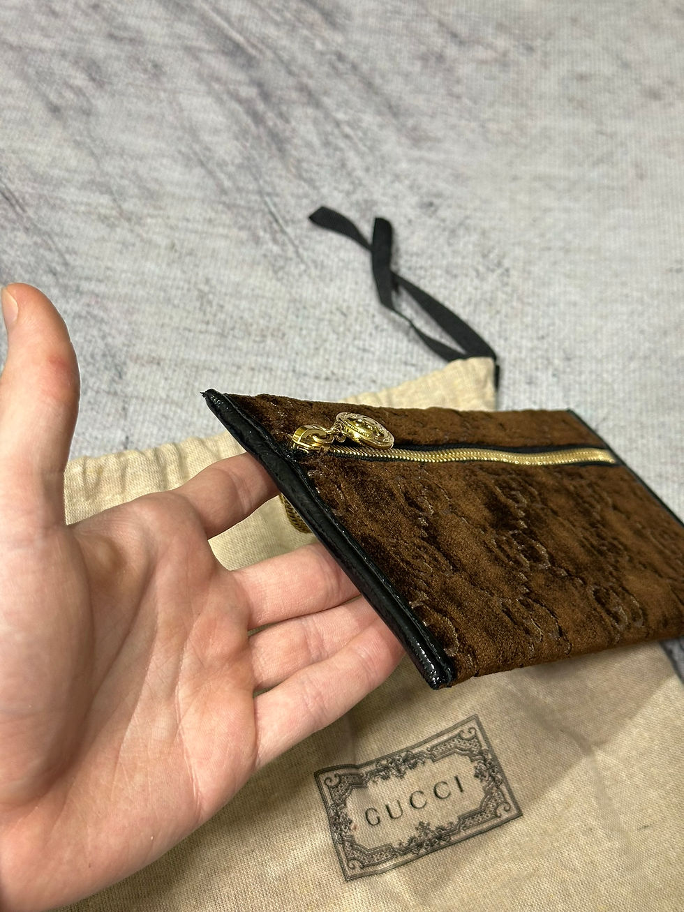 Thumbnail: Gucci Clutch Bag on Chain Velvet Monogram Brown