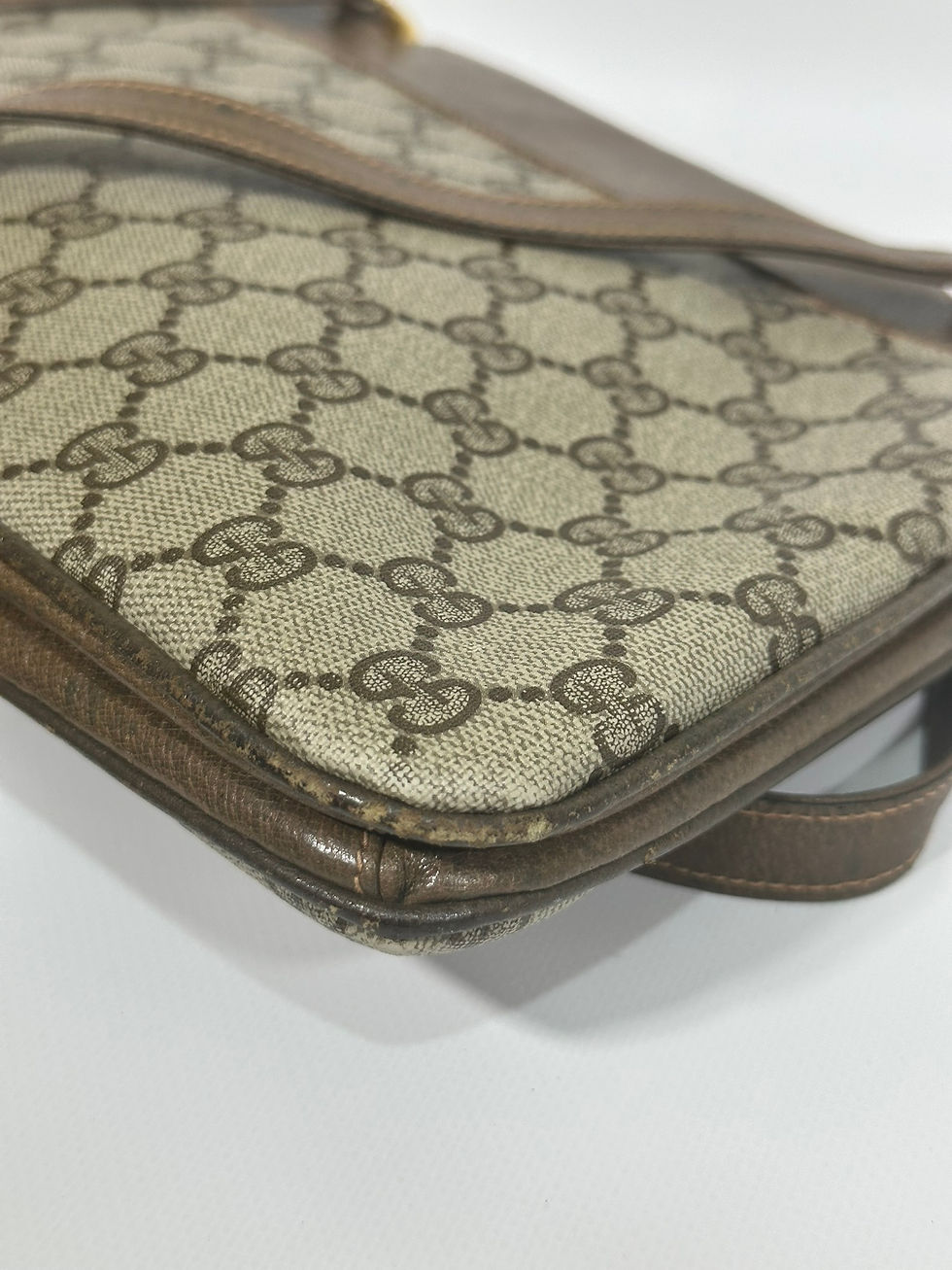 Thumbnail: Gucci Vintage Handbag GG Monogram Beige Brown Leather