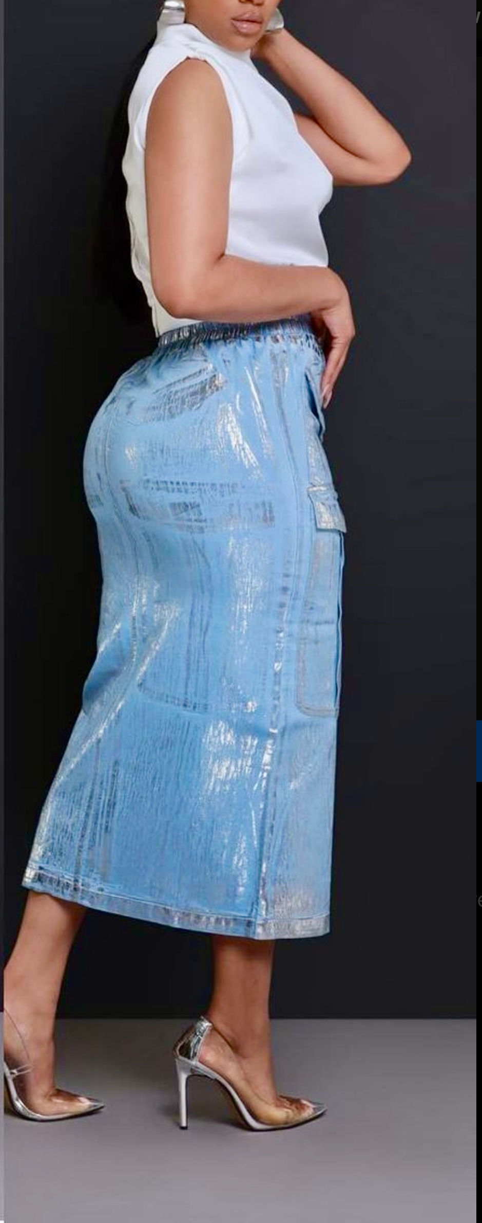 Thumbnail: Denim Foil pencil skirt 