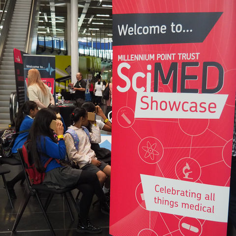 SciMed Showcase event banner design by Oodles Creative Solutions