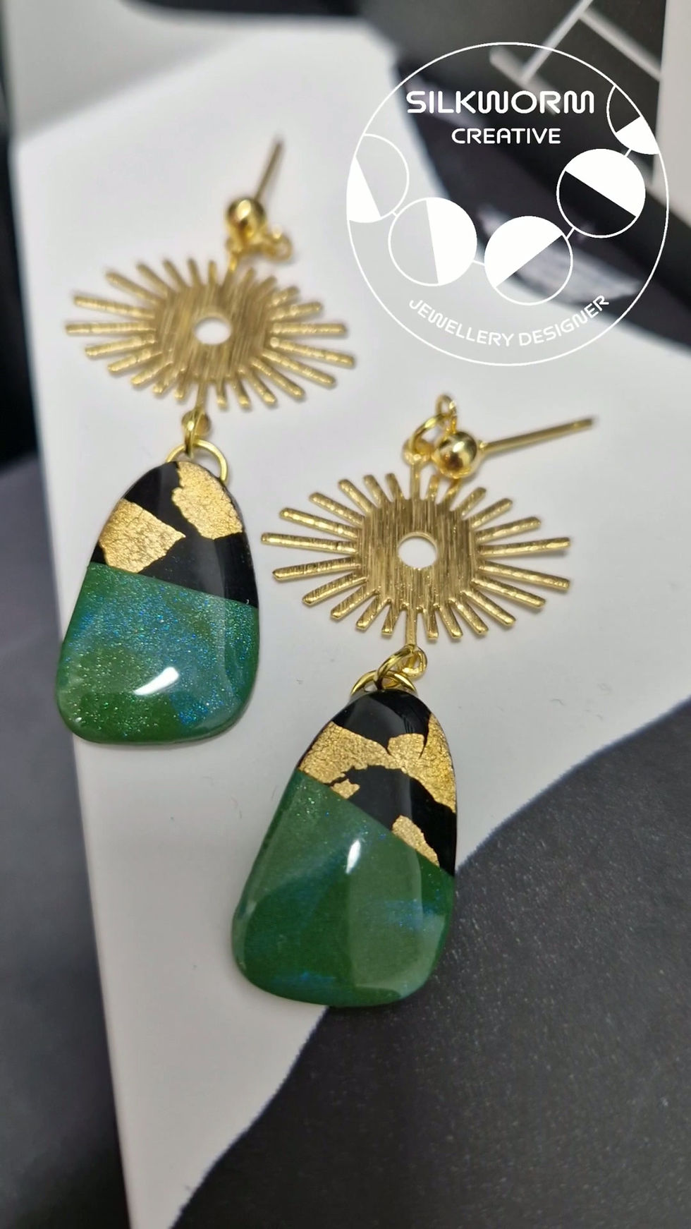Thumbnail: Signature Bold Green and Black Star Earrings