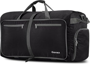 Gonex Large Foldable Travel Duffle Bag with Shoes Compartment, Packable Lightweight Water Repellent Duffel Bag for Camping Gym Weekender Bag