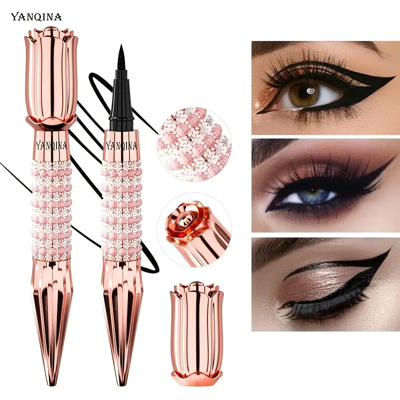 Precision Black Liquid Eyeliner,Eyeliner with Rhinestones,Long-Lasting Waterproo