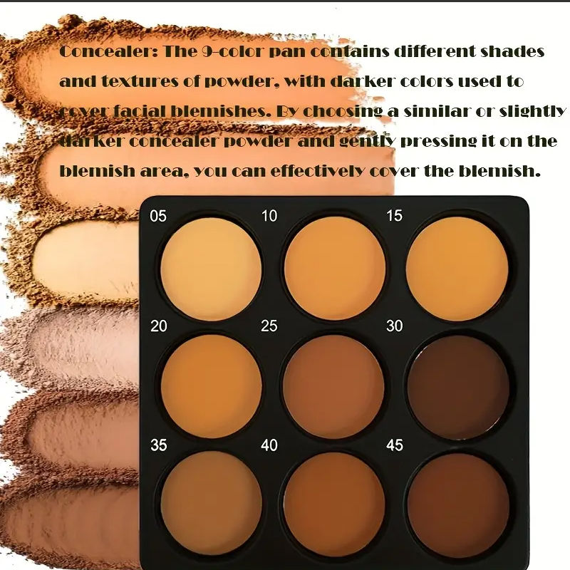 Miniatura: Dark Skin Tone 9-in-1 Face Palette Waterproof Concealer 9 Shades Contour Bronzer